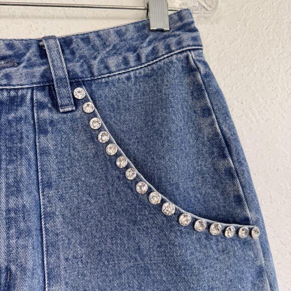 Show Me Your Mumu Skirt Womens Small Shania Rhinestone Denim Mini Festival Boho - Picture 4 of 9